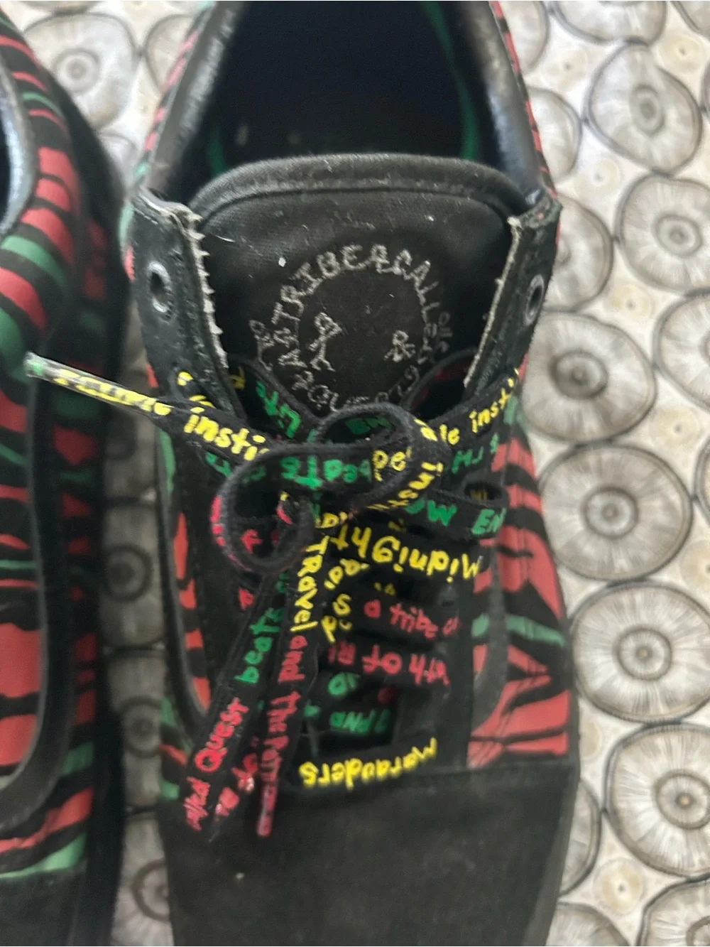 Vans Black Red and Green Graphic Lace-Up Sneakers